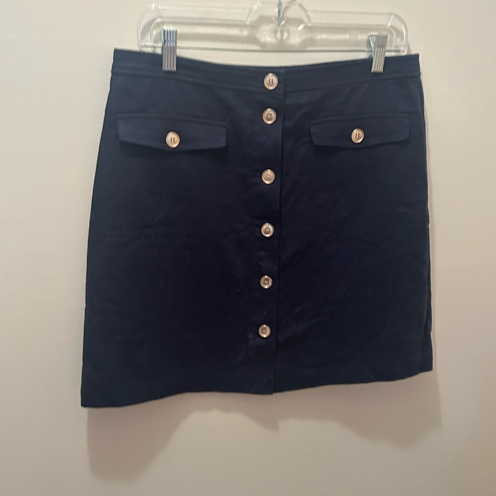 J Crew Elegant navy Button-Up Skirt